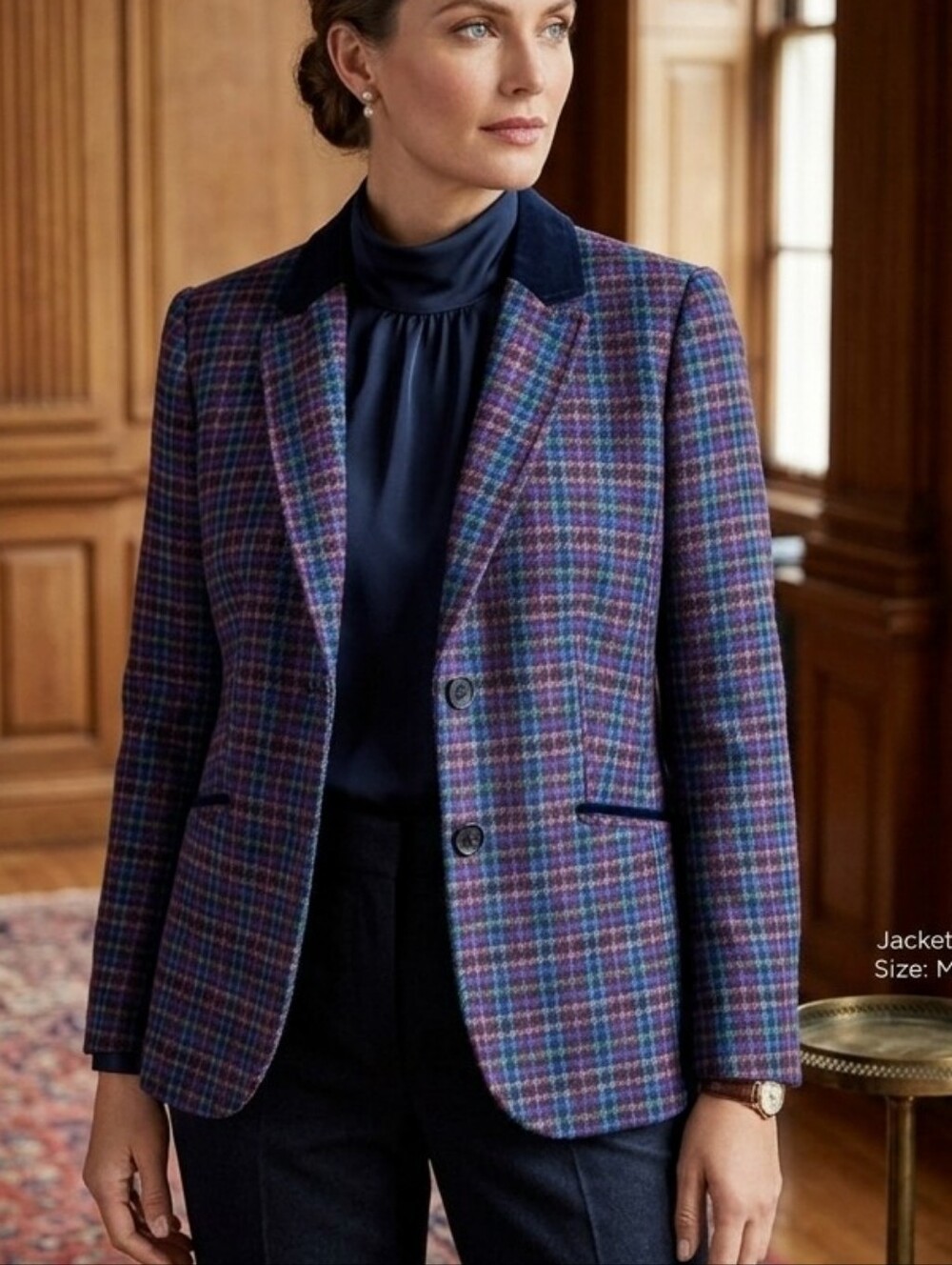 Talbots Mistletoe Plaid Shetland Wool Blazer Women's Size 6P